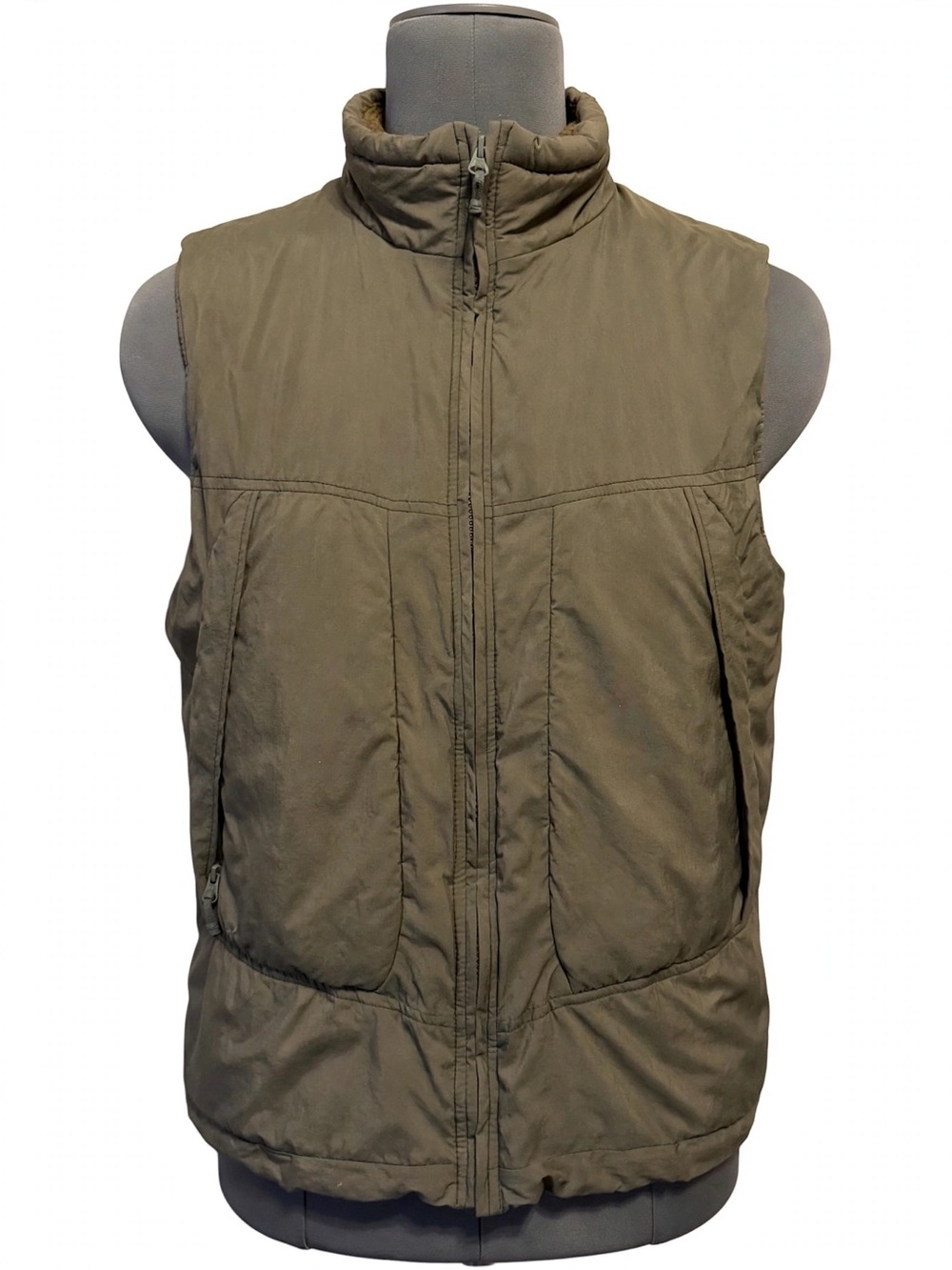 Vintage SEKRI Special Ops Men's Quilted Olive Green Field Vest with Stand Collar
